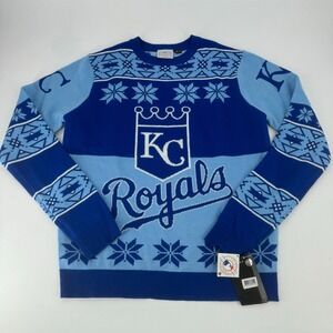 Kansas City Royals‎ MLB Ugly Christmas Sweater Men's Size Medium Blue Knit